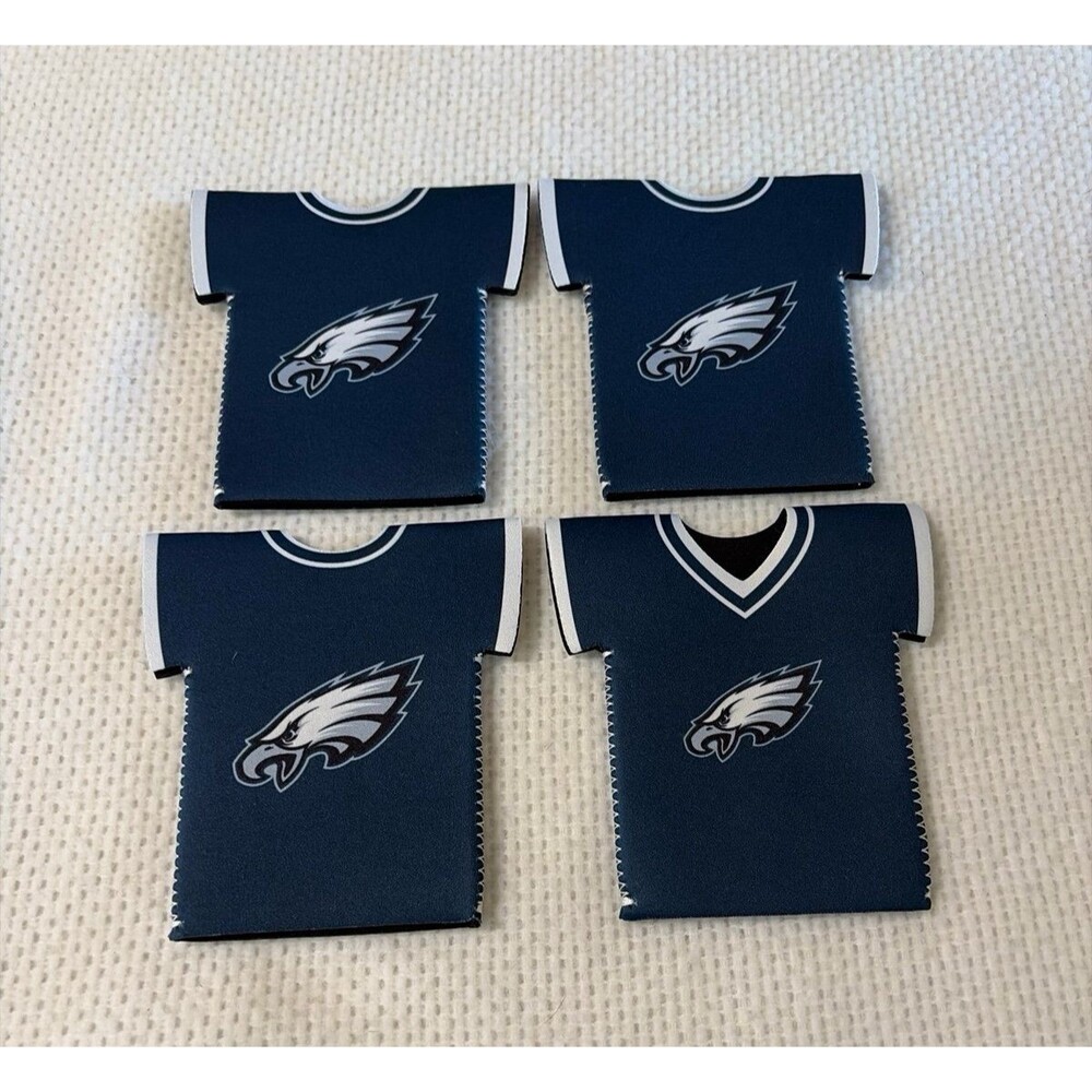 Set of 4 Philadelphia Eagles Coozie – look Dark Blue/green NFL Eagle Logo